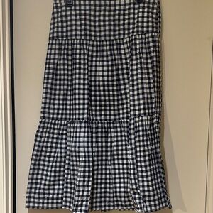 Classic Navy Blue and White Gingham Maxi Skirt